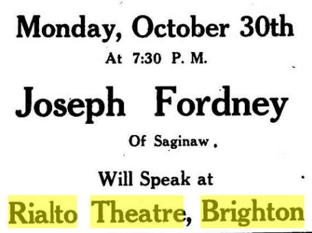 Rialto Theatre - Pinckney Dispatch 1922